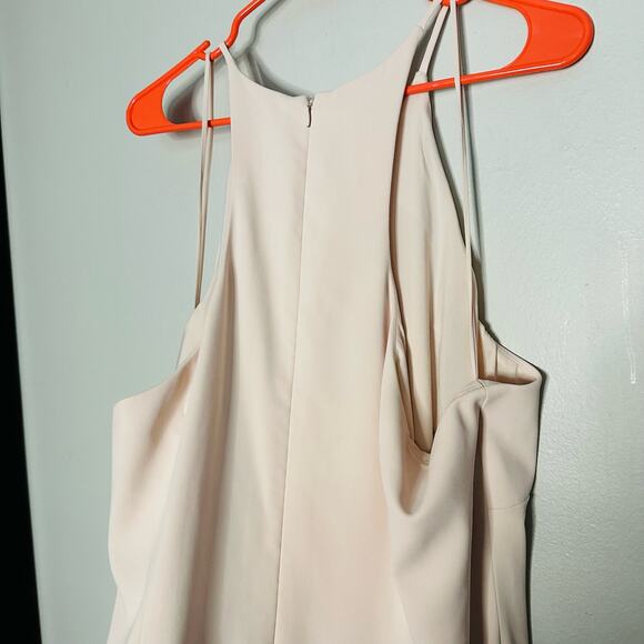 Badgley Mischka Blush Halter Odessa Zip Up Back Gown Dress Size 18 - Picture 10 of 16